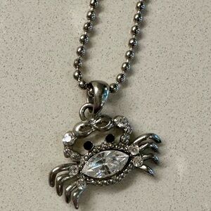 Y2K Rhinestone Metal Crab Necklace